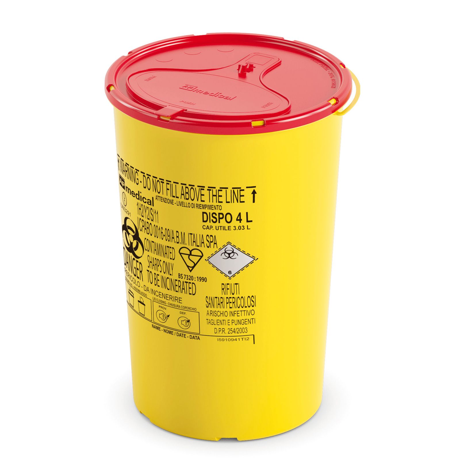 DISPO Контейнер для збору та утилізації голок і медичних відходів ємкість 4 л. (з PP, круглий)